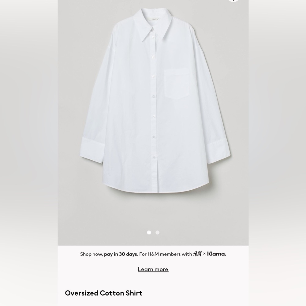 Oversized H&M, white cotton shirt